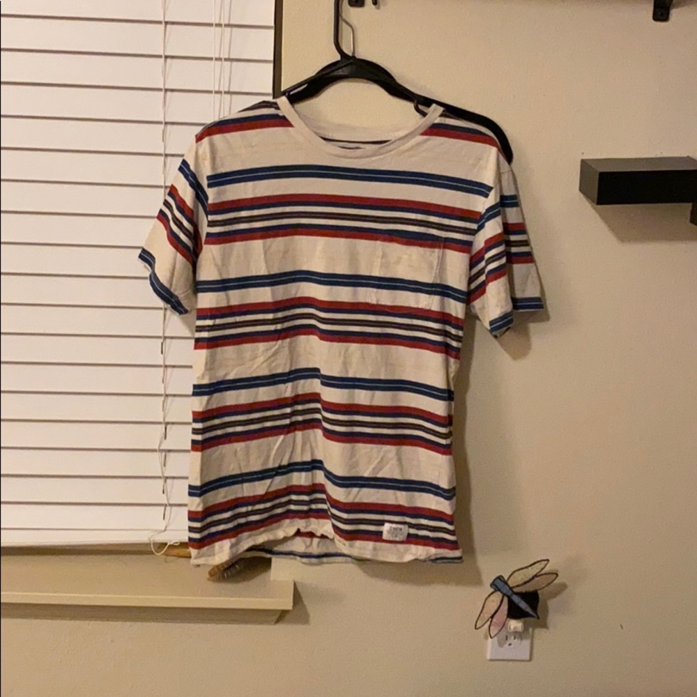 Red, white, and blue stripped t-shirt